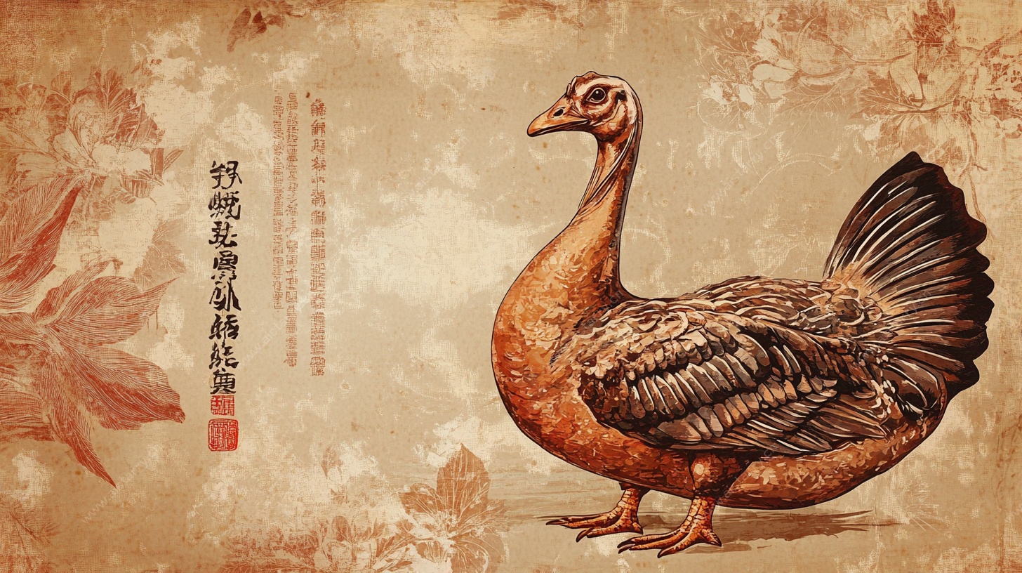 复古风手绘家禽鸭子图