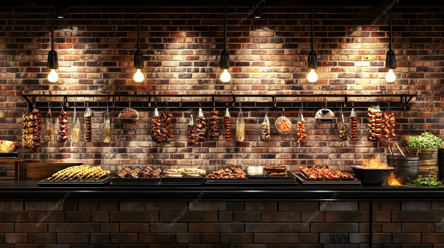 复古风烧烤食材展示区