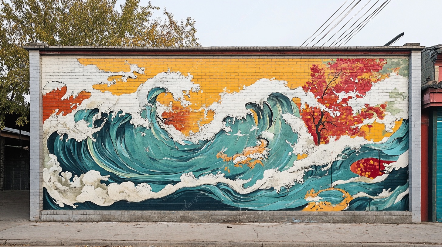 海浪主题街头艺术壁画