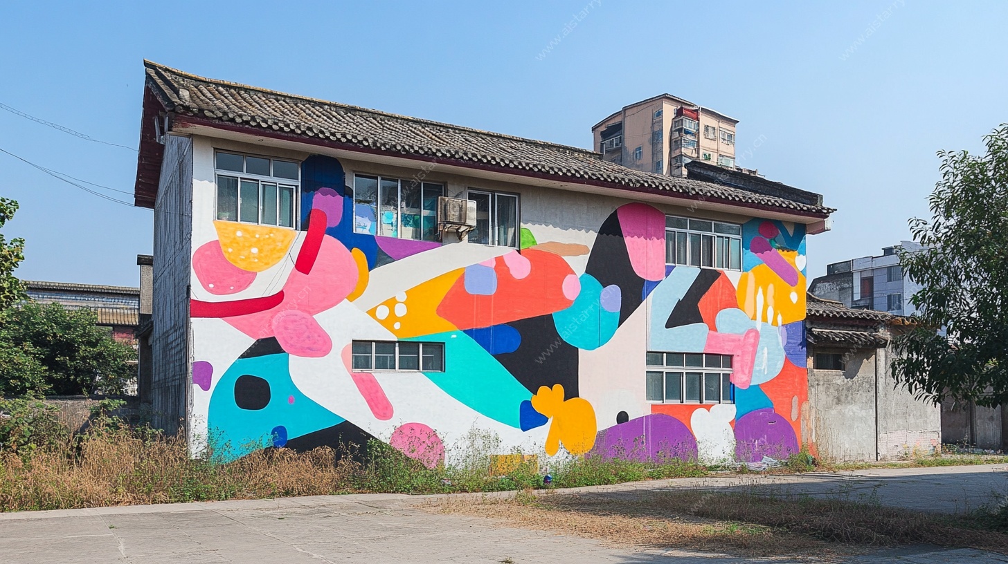 多彩涂鸦居民楼