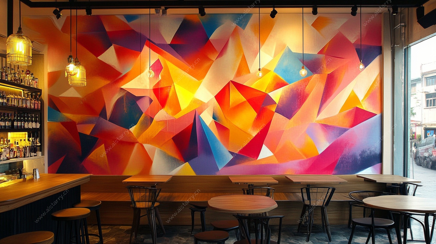几何多彩酒吧墙面装饰画