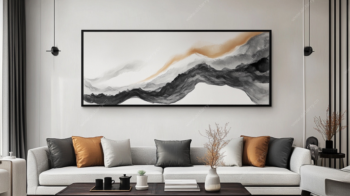 现代客厅抽象山水装饰画