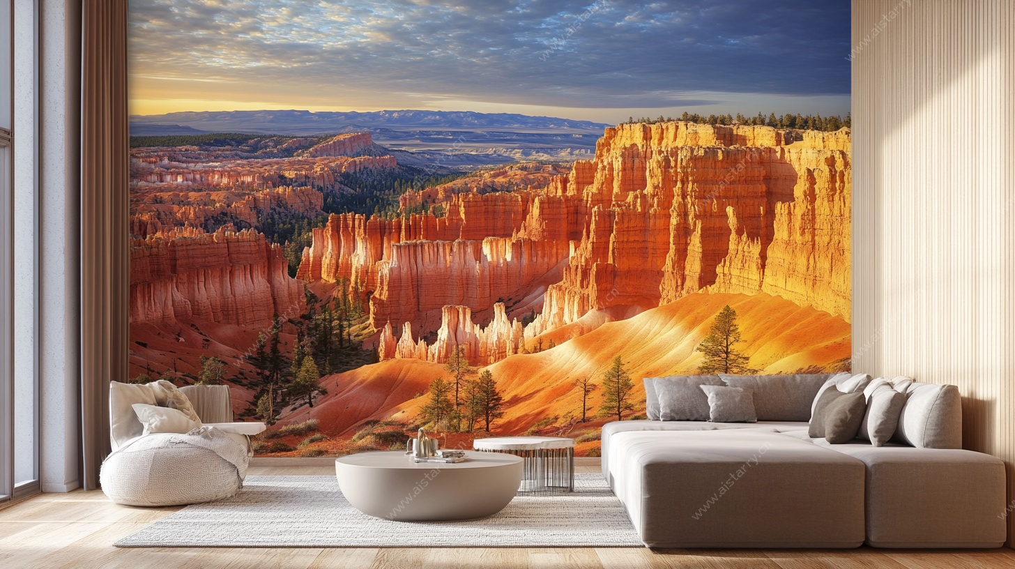 壮丽峡谷壁画客厅装饰图