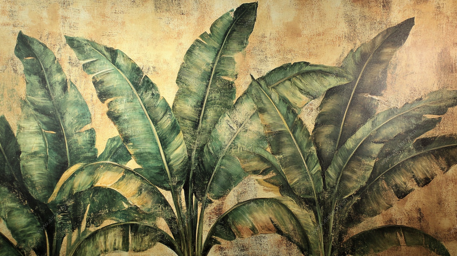 热带芭蕉叶艺术背景图