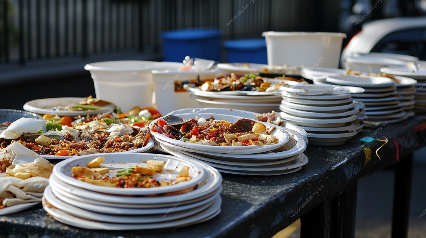 街边丰盛菜肴摆盘