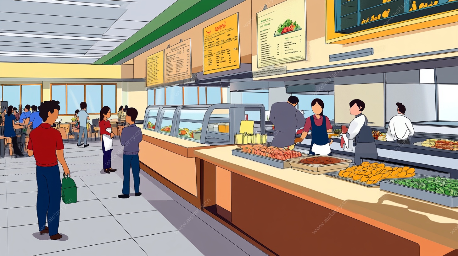 热闹的食堂就餐场景