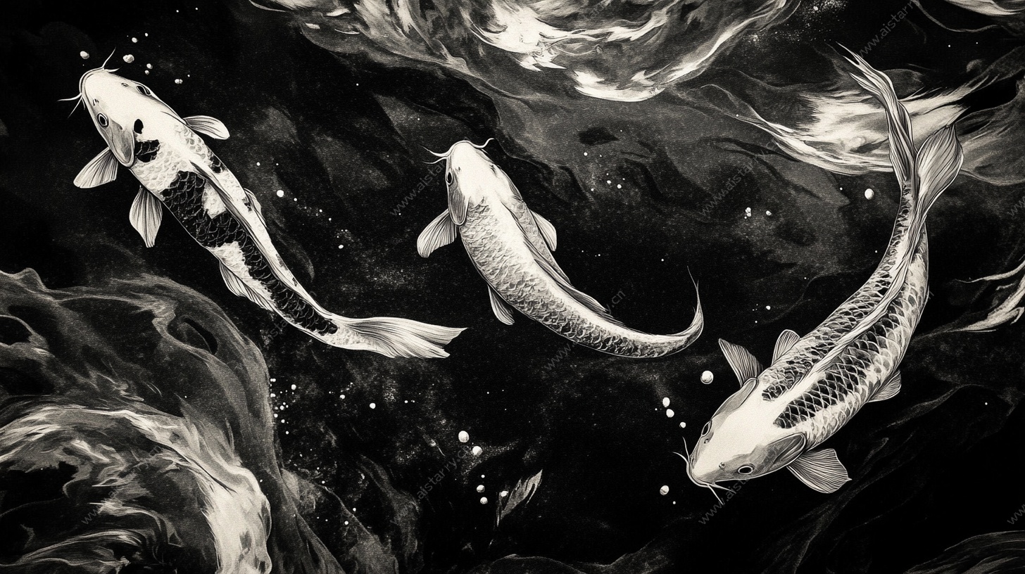 水墨锦鲤图