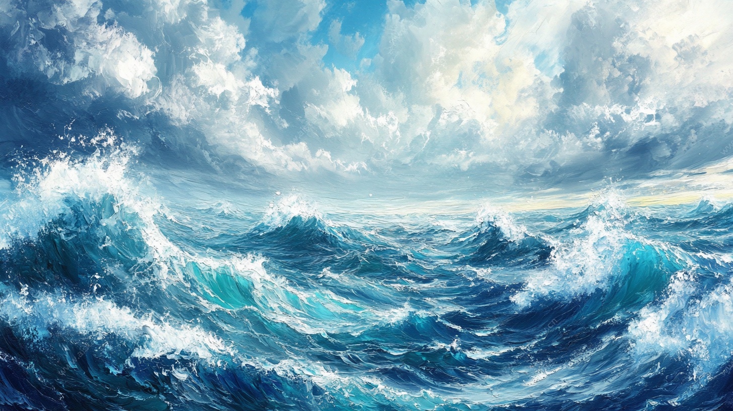 汹涌澎湃的壮阔海洋景象