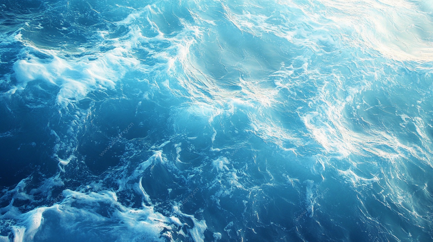 蓝色汹涌海浪特写