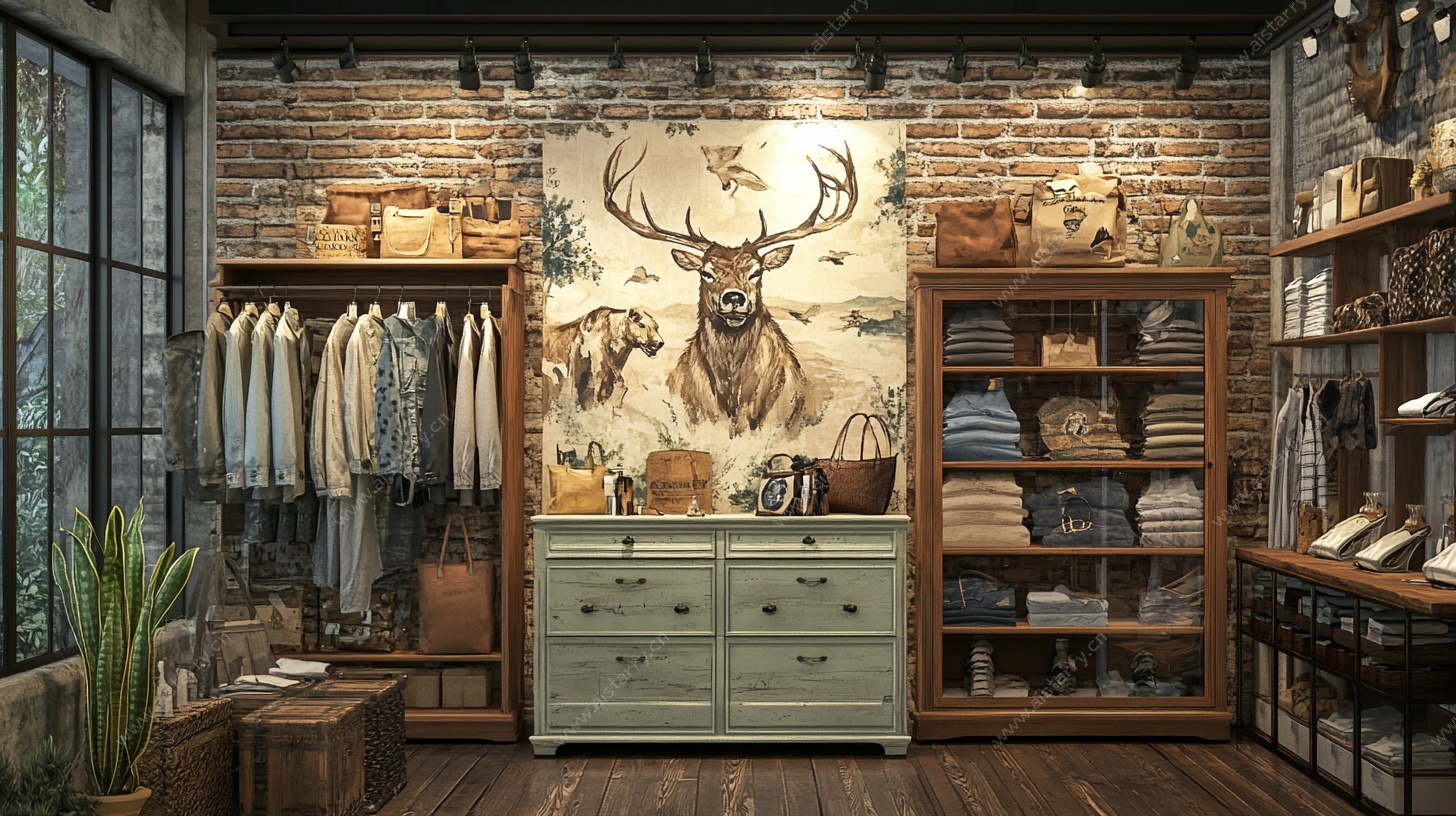 复古风男装店室内陈列