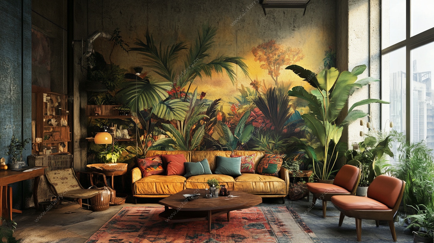 热带风情室内休闲客厅空间
