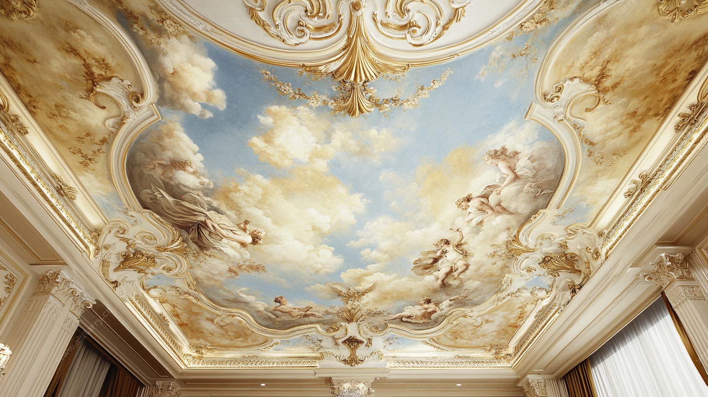 欧式奢华天花板壁画