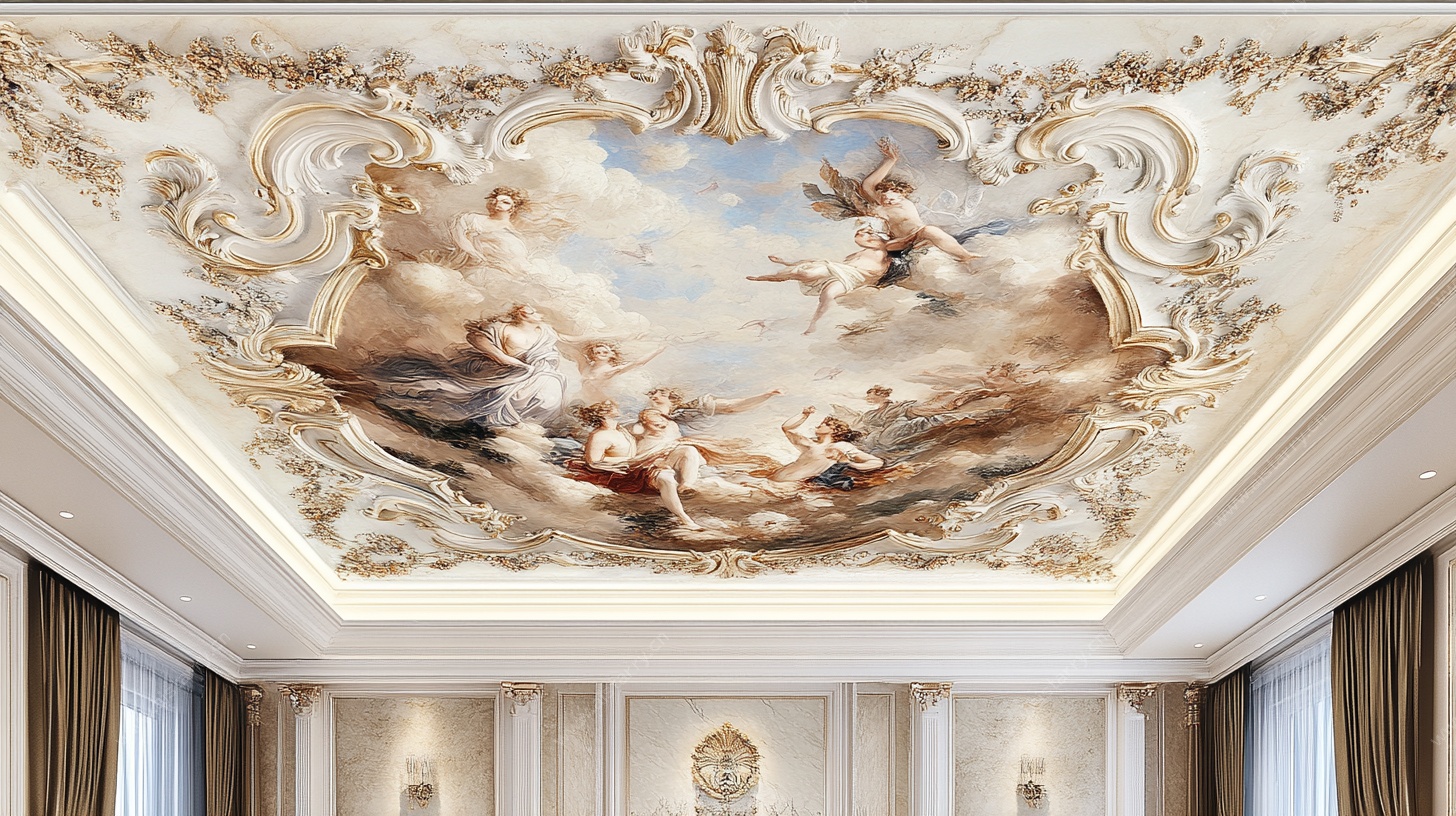 欧式奢华天花板壁画装饰