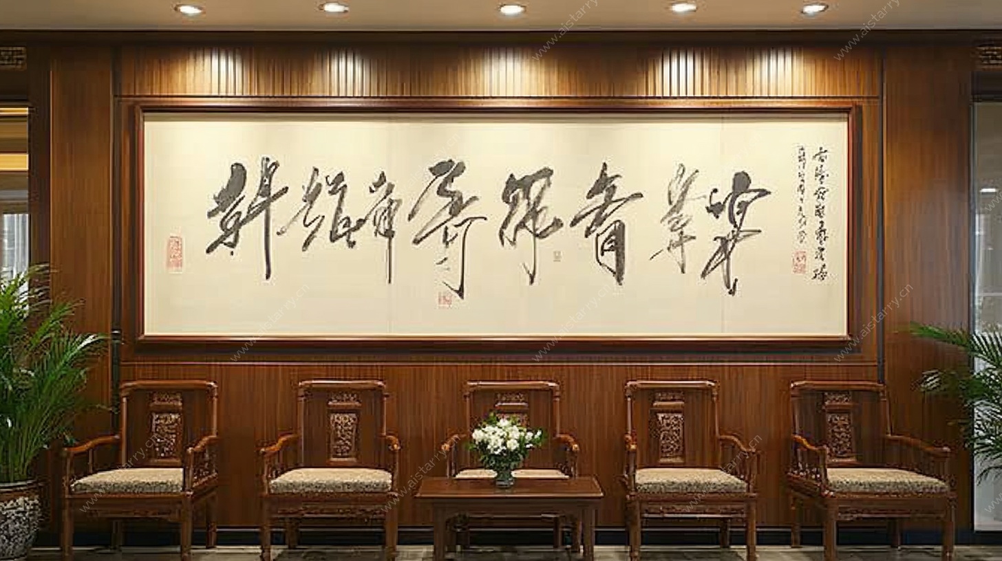 中式书房书法装饰图