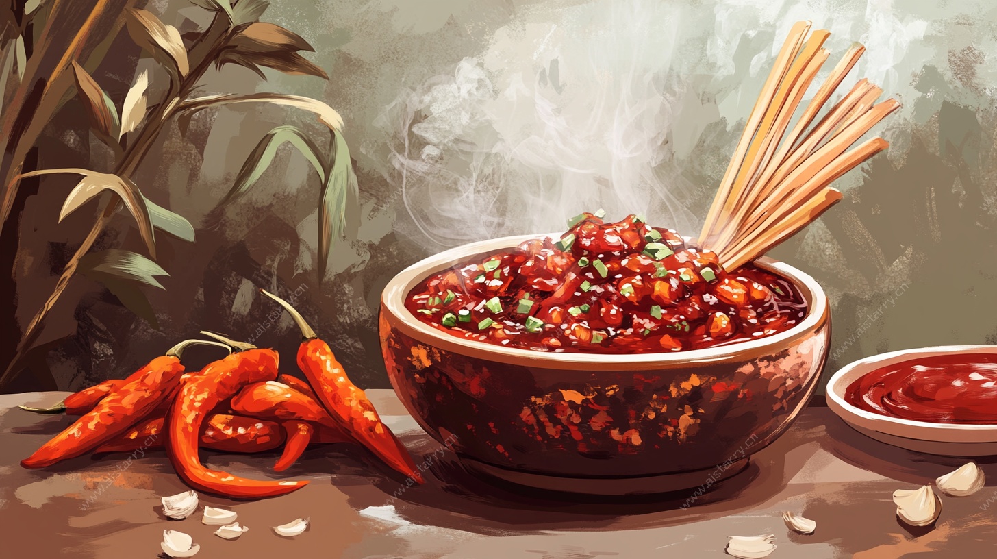 香辣诱人的辣椒酱碗