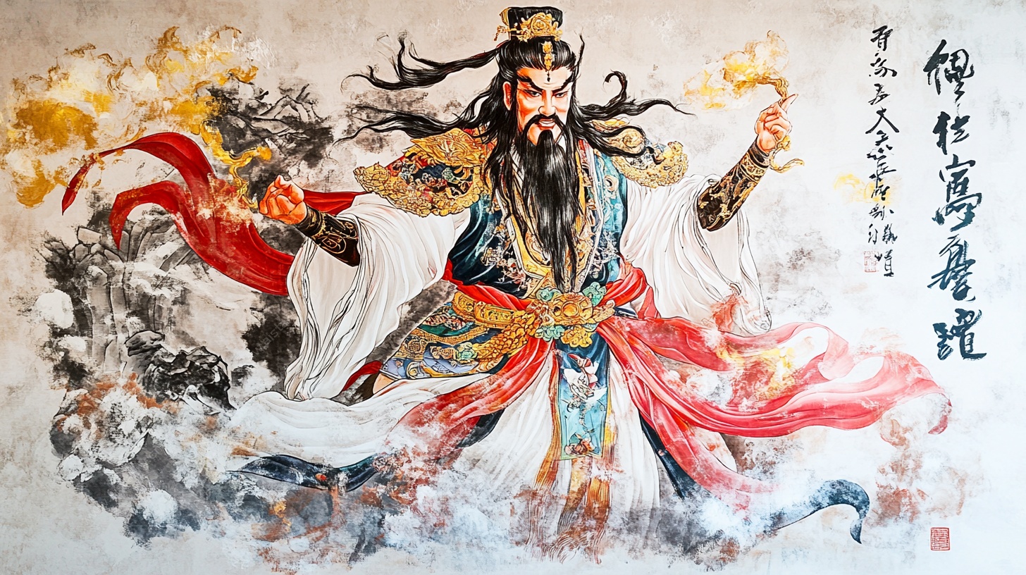 国画风格玉皇大帝形象图