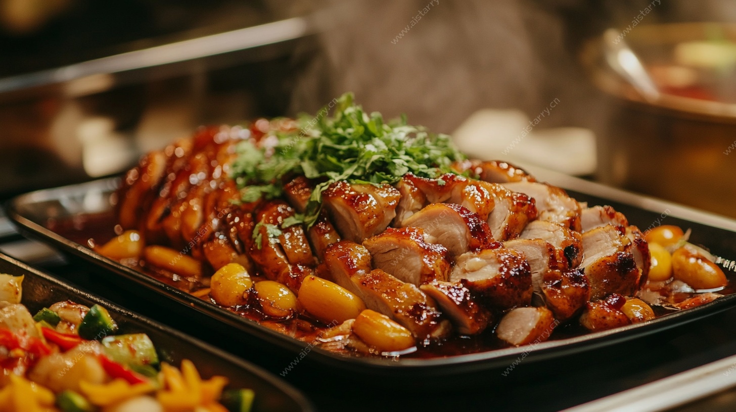 美味烤鸡摆盘精致诱人