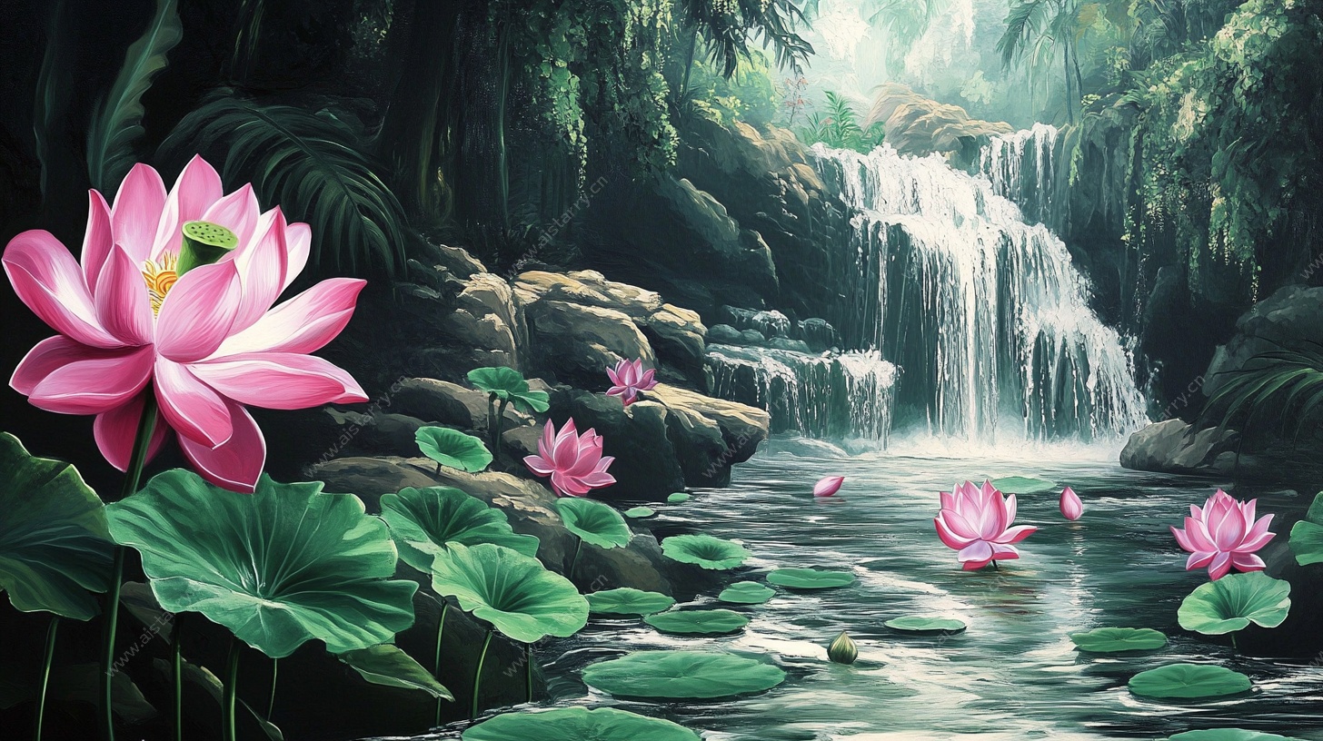 梦幻溪流荷花仙境