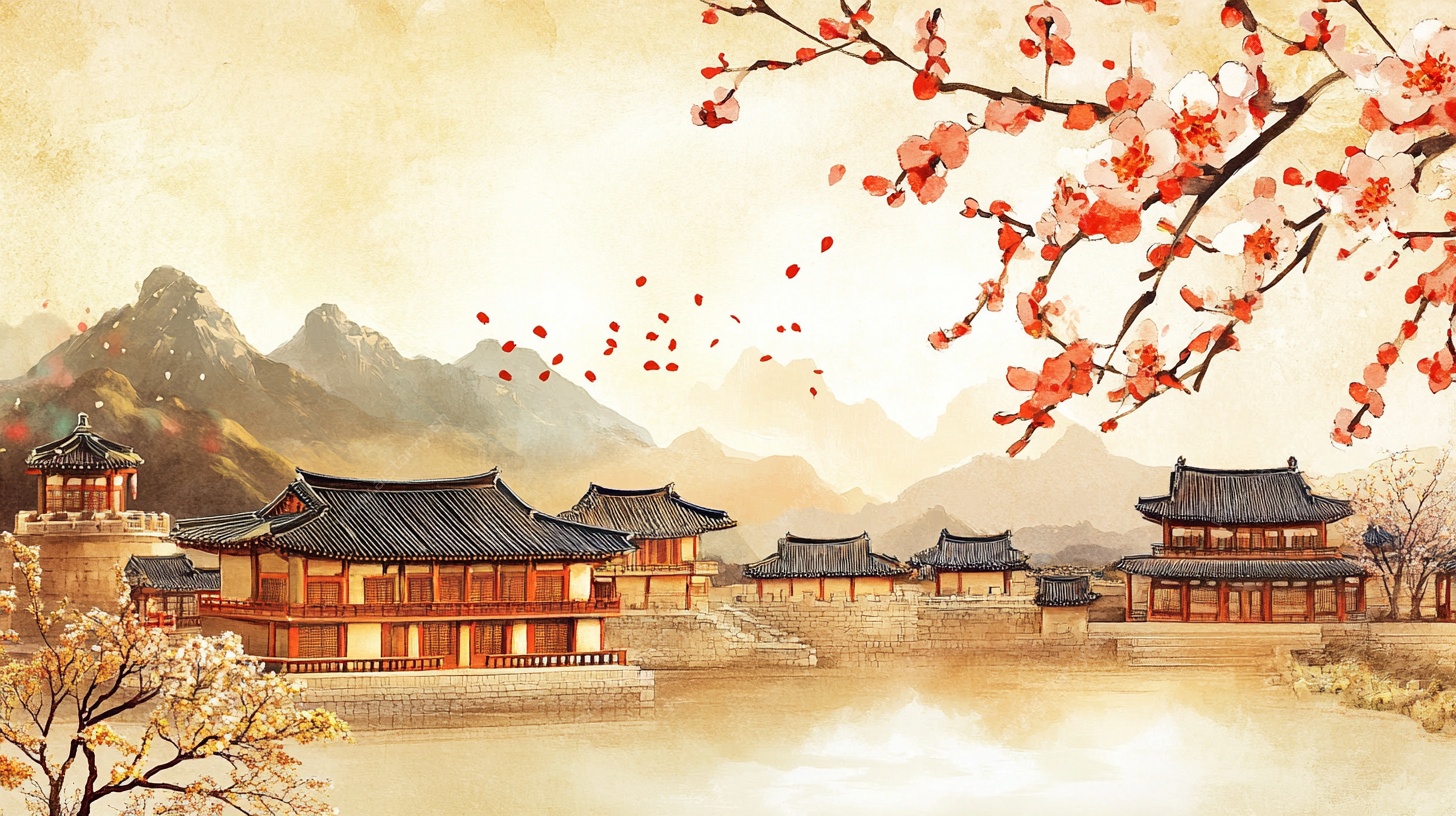 古风中式山水庭院美景