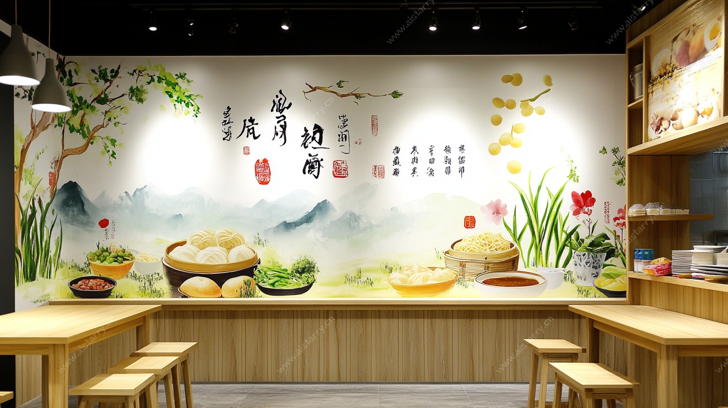 中式面食店墙面装饰设计