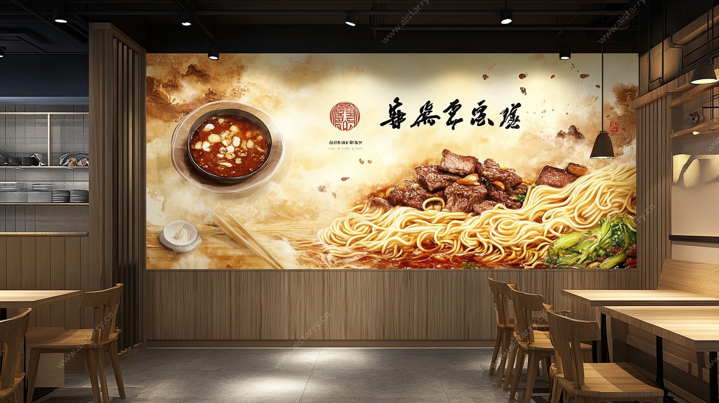 中式面馆美味面食背景墙