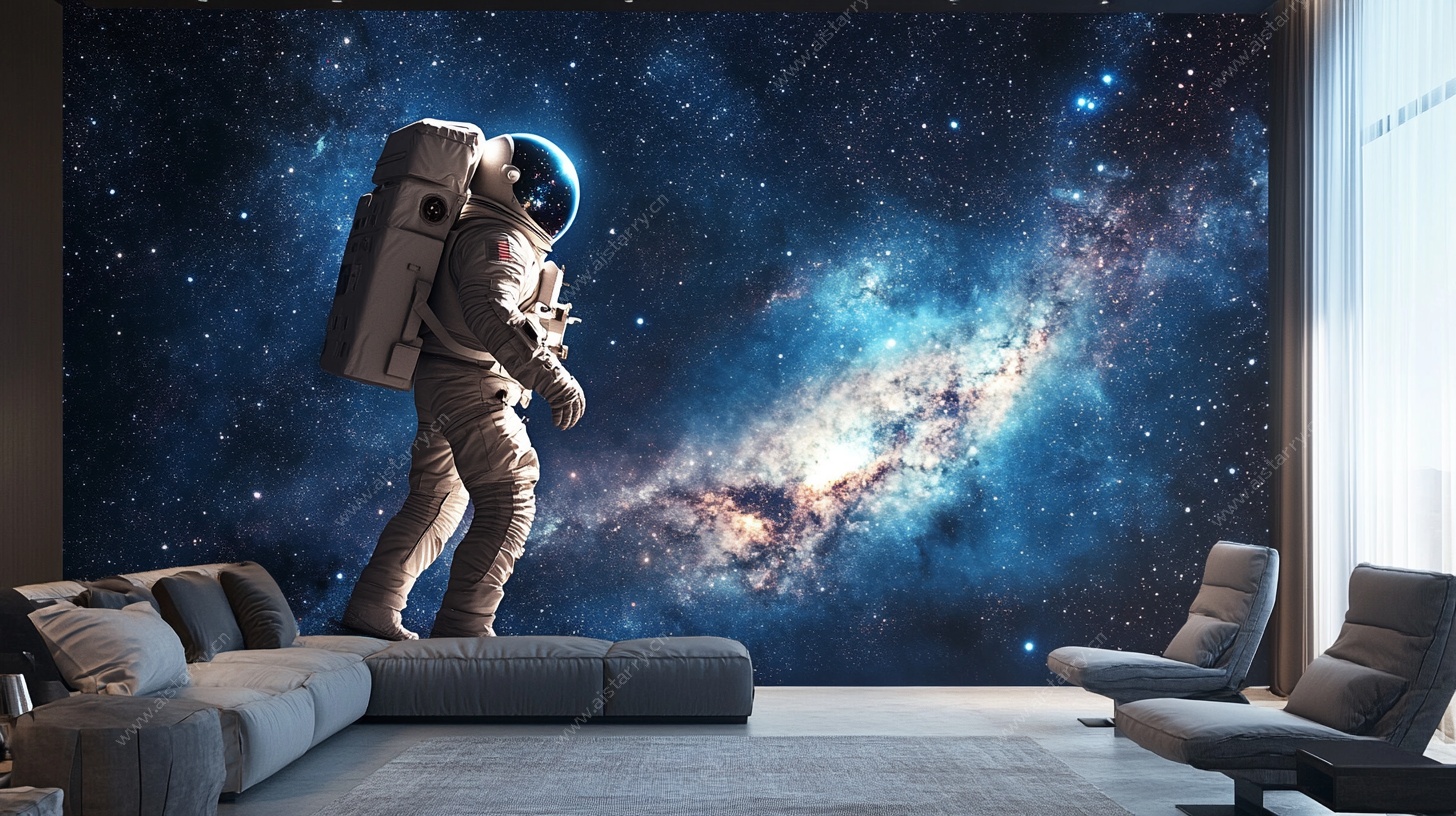 太空主题客厅宇航员壁画