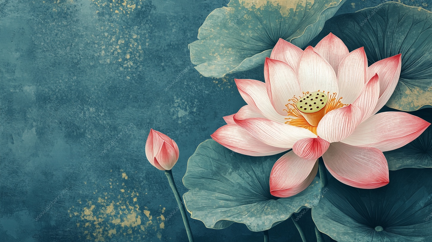 水墨风盛开荷花图