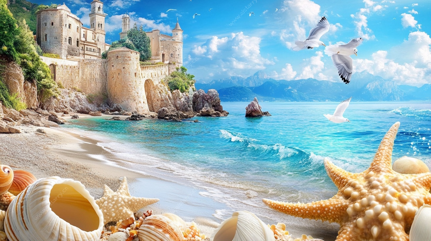梦幻海滨城堡风景图