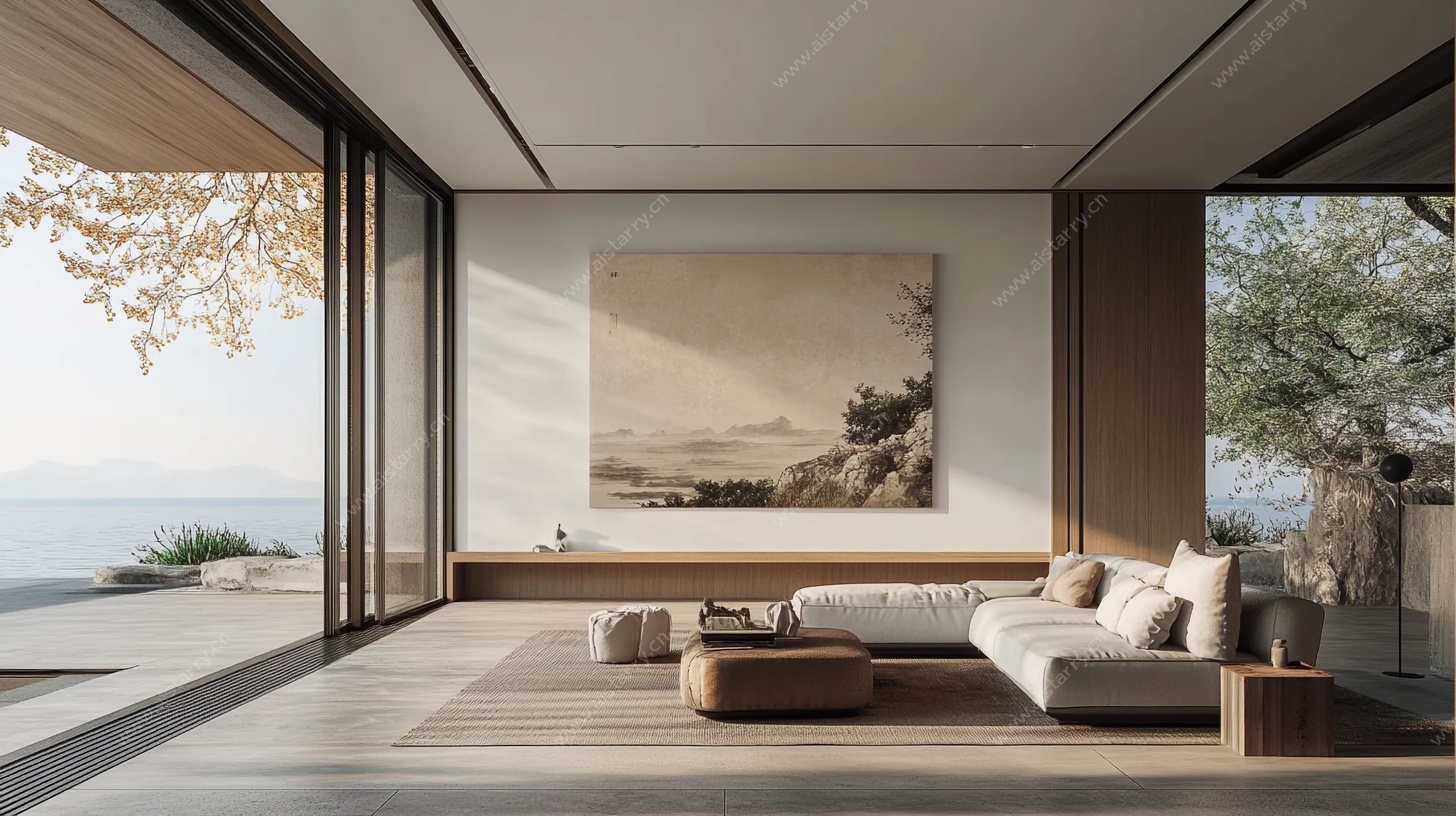 现代简约风海景客厅空间