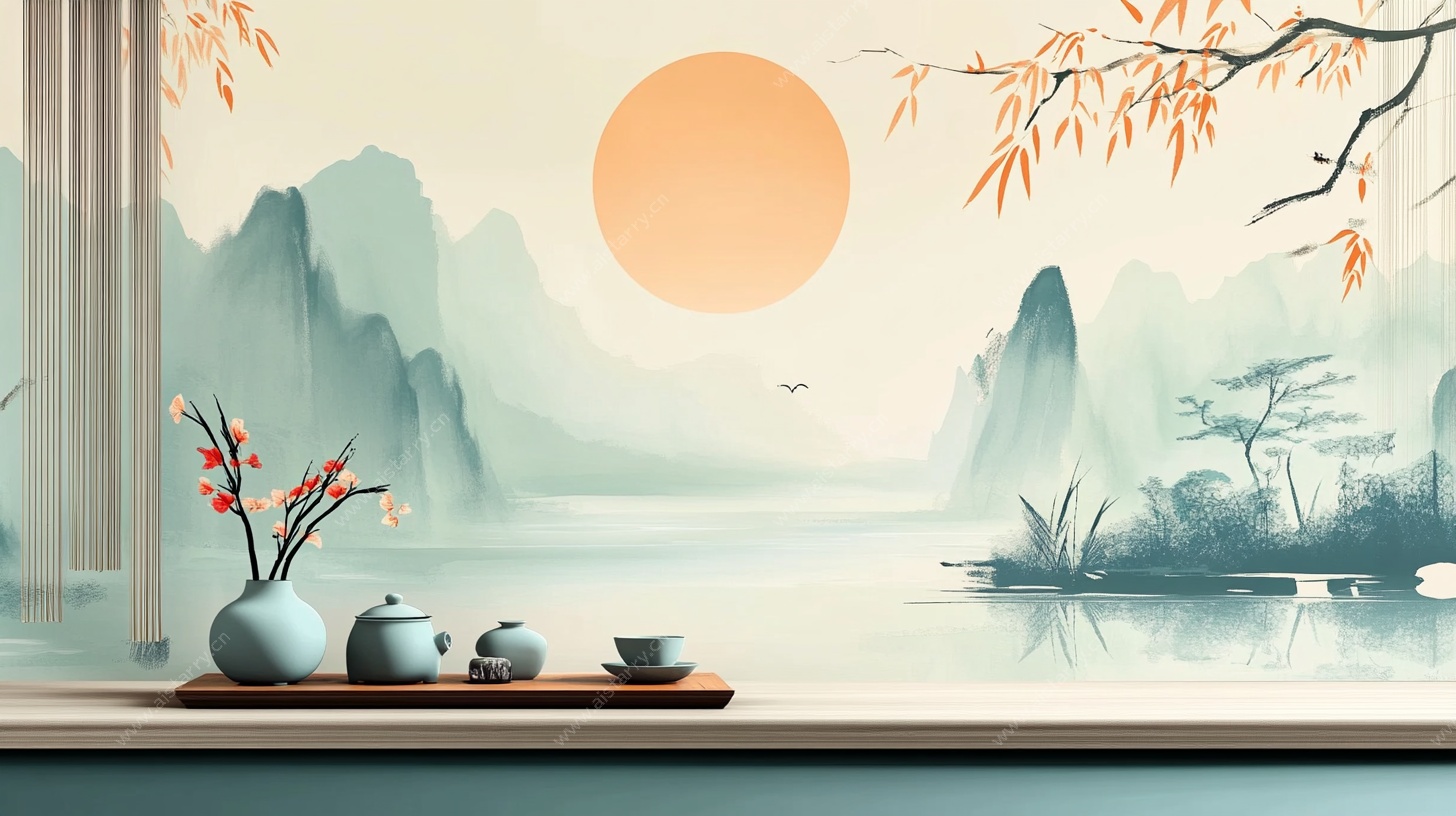 中式窗景下的静谧茶境