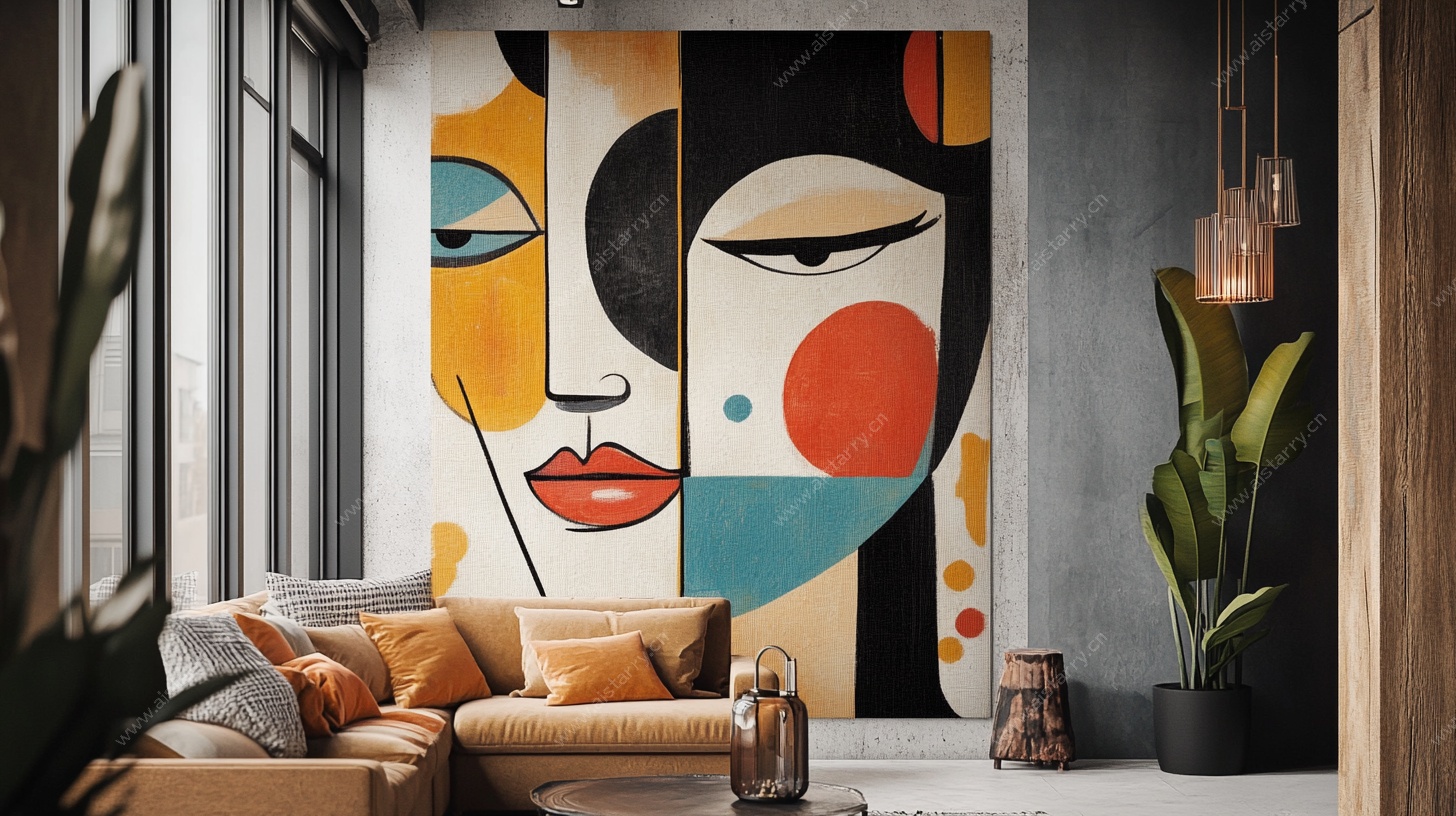 现代艺术风客厅墙面装饰画