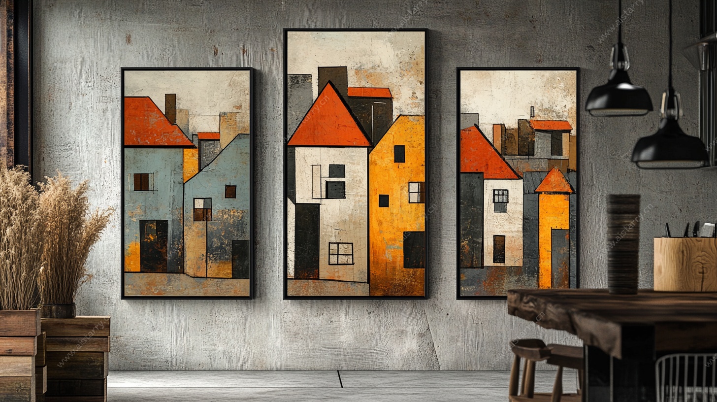 北欧风城市建筑装饰画