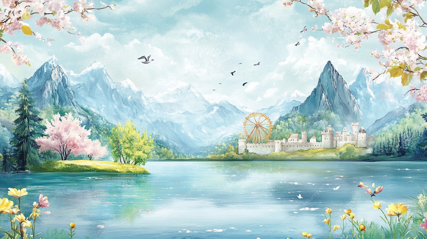 梦幻山水间的春日美景