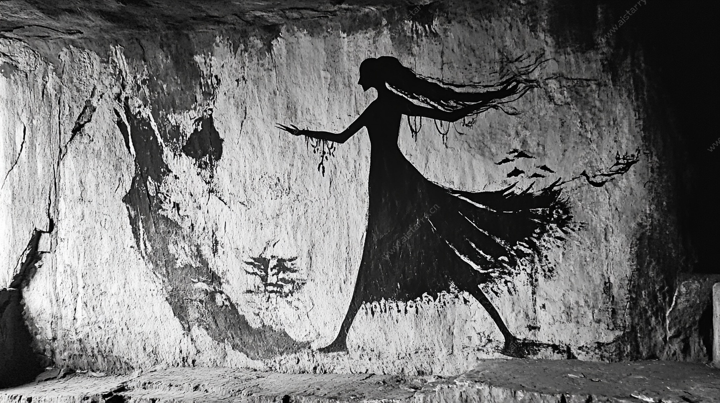 洞穴中的神秘飘逸女子