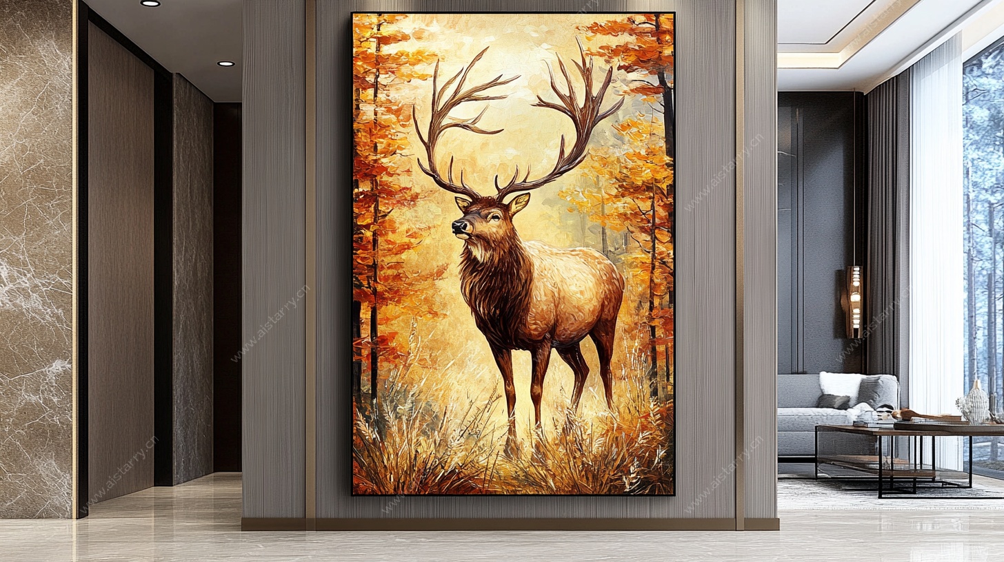 玄关麋鹿装饰画 大气风格