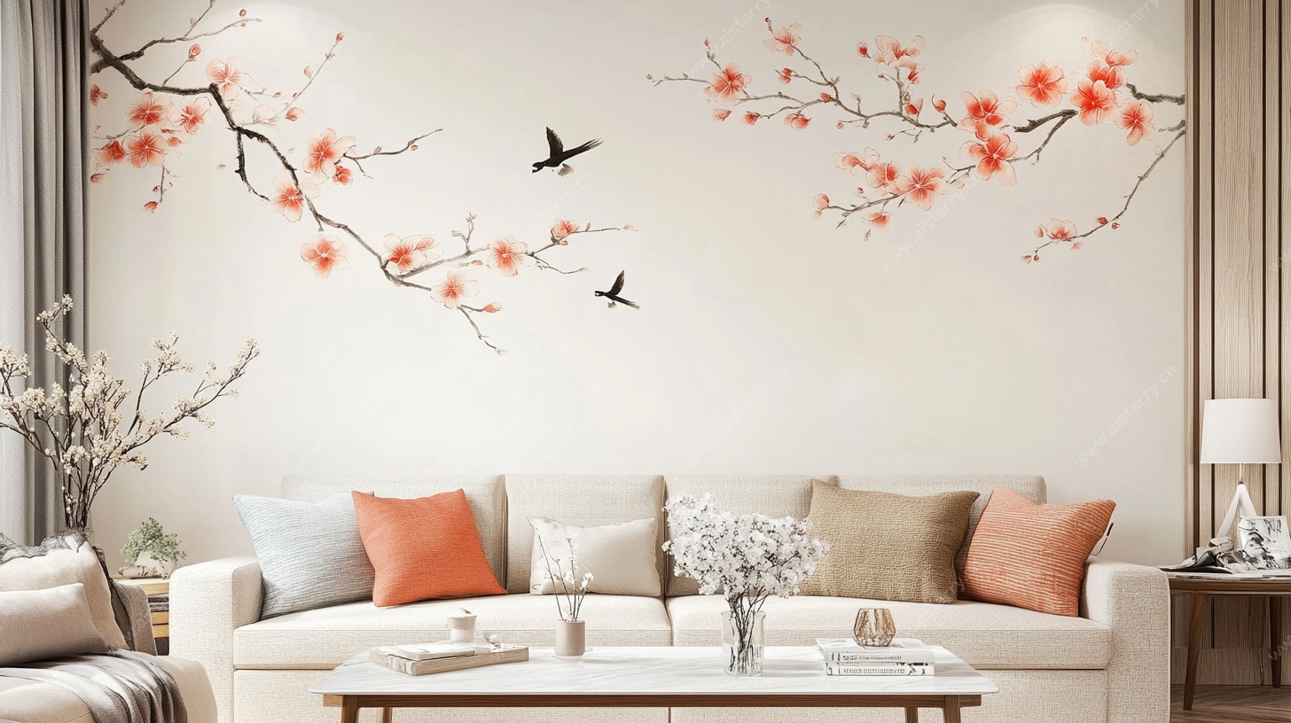 中式客厅 花鸟墙饰之美
