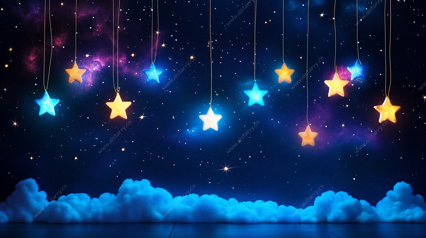 梦幻星空星星悬挂背景图