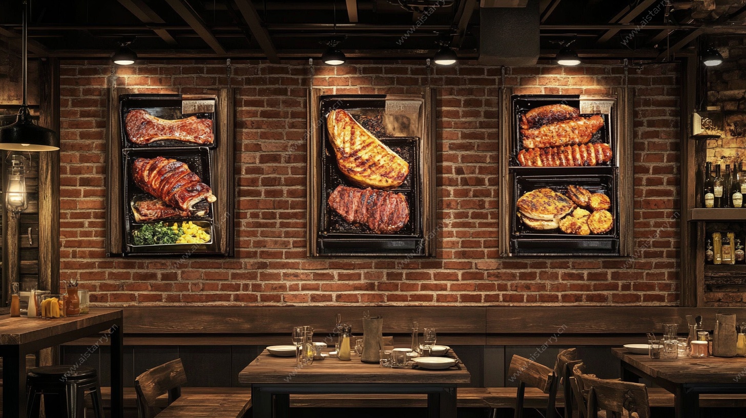 复古风烤肉餐厅室内场景