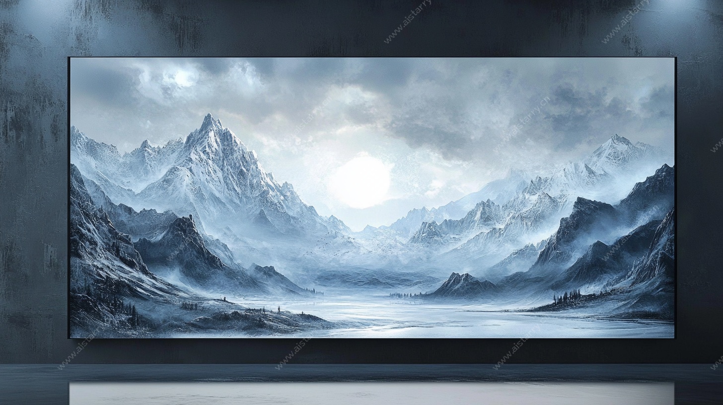 水墨山水电视屏幕画面