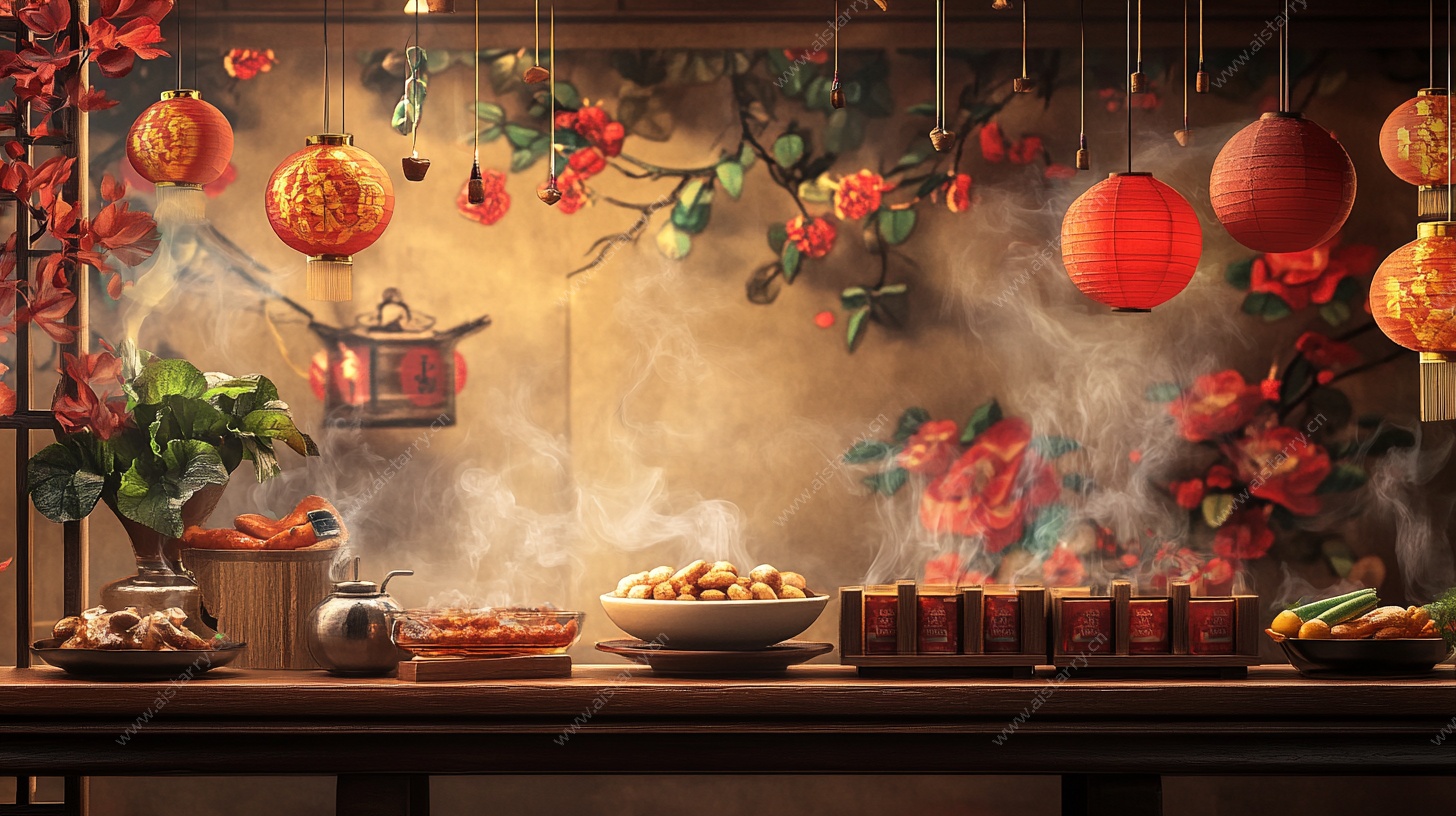 中式新春团圆美食场景