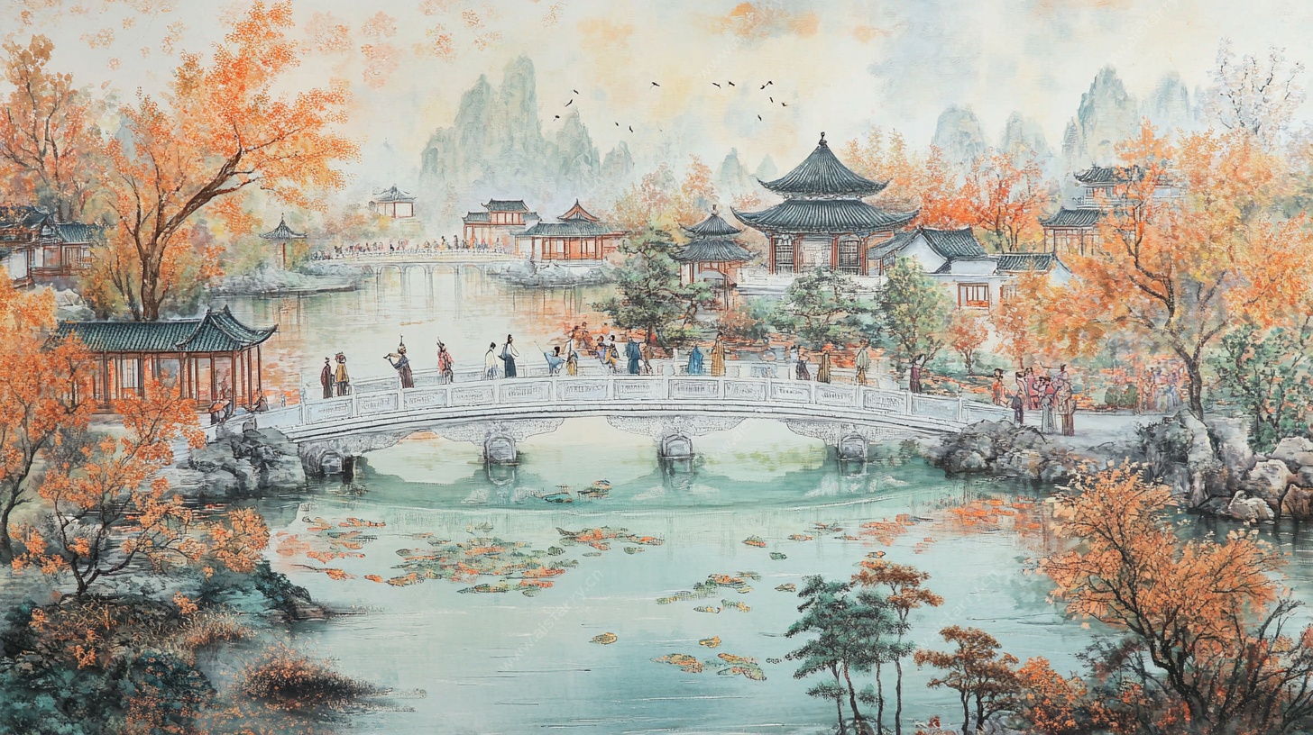 秋日古风园林景