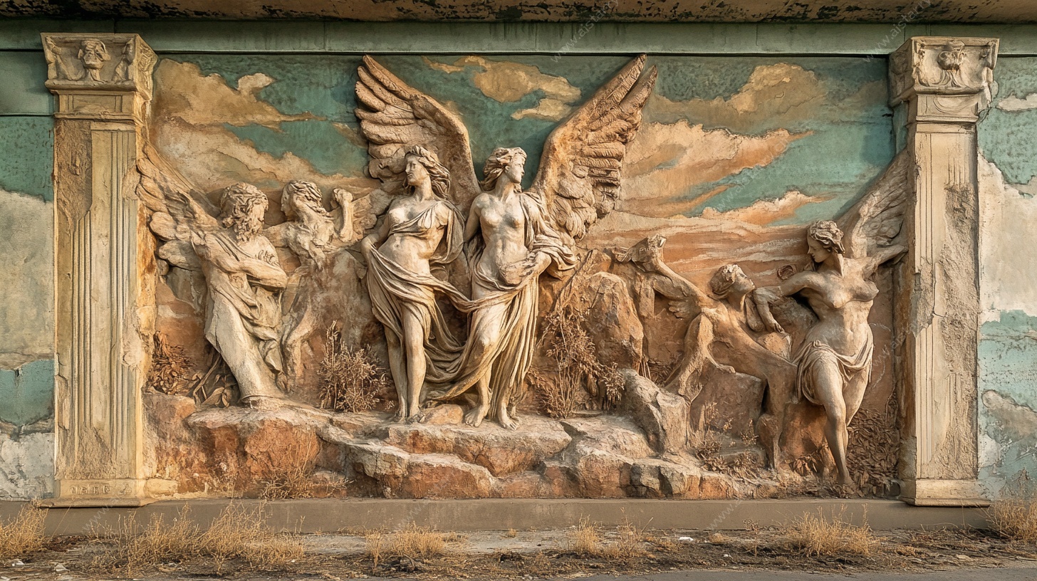 古典天使浮雕艺术作品