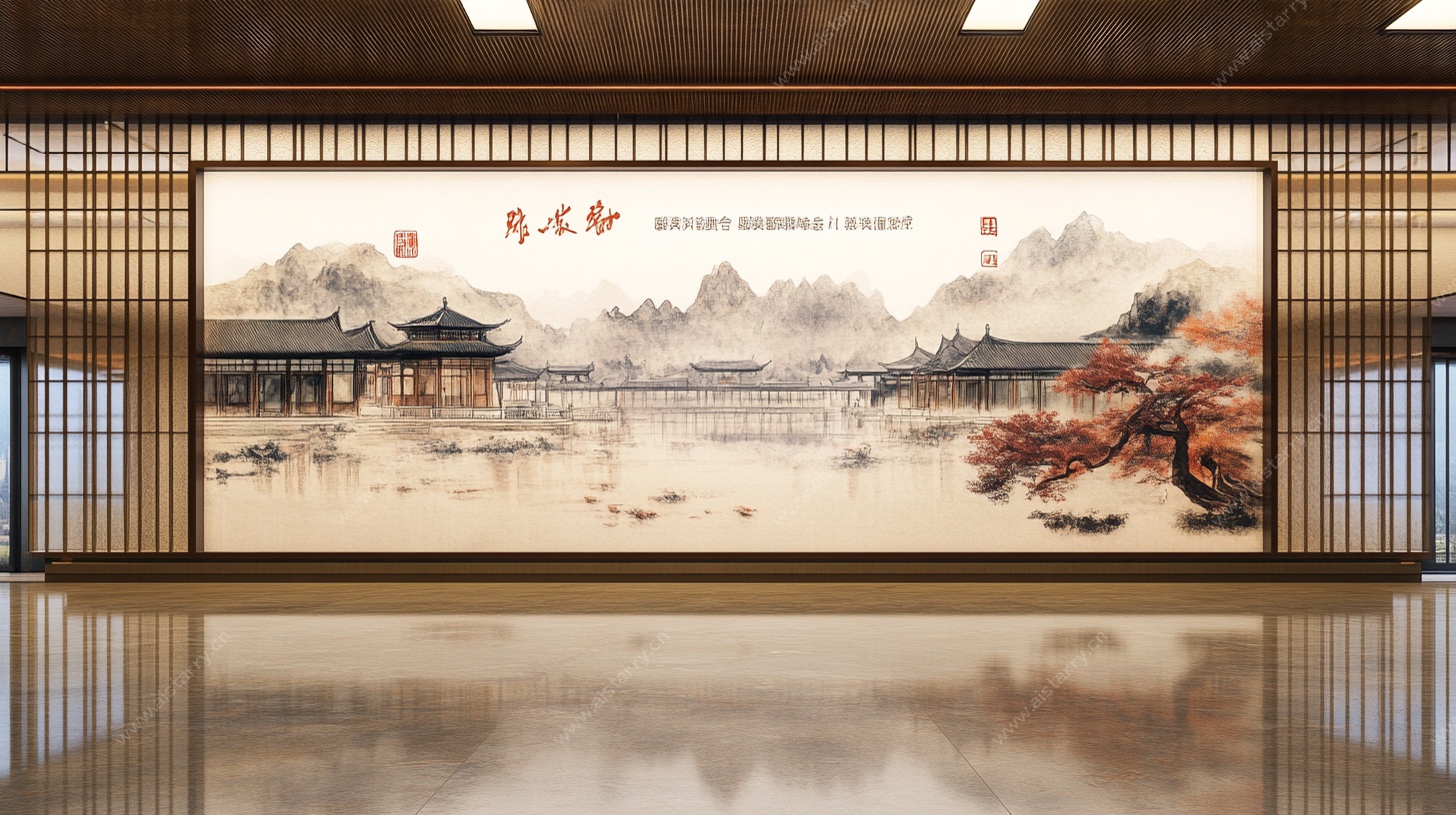 中式山水文化墙装饰画