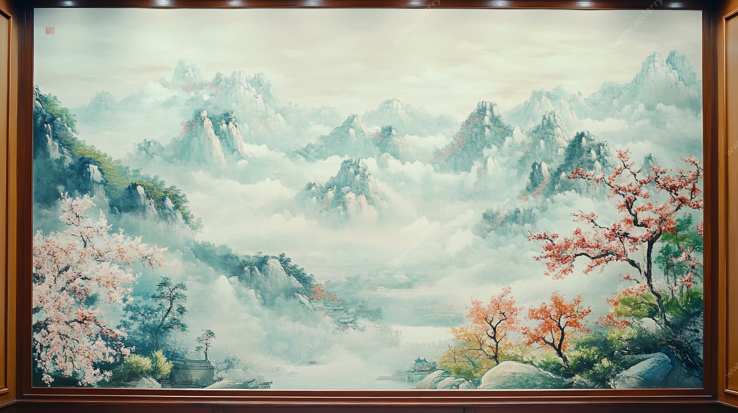 中式山水装饰画 春意盎然