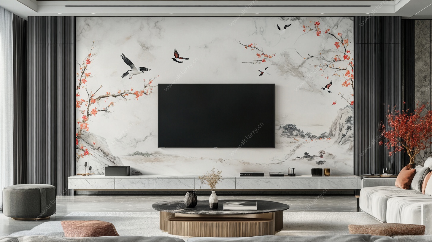 新中式客厅电视背景墙设计