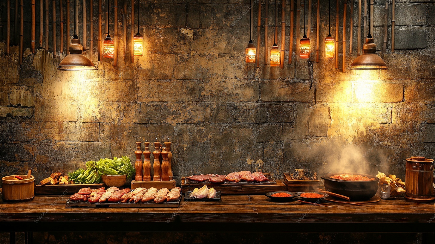 复古风厨房美食陈列场景