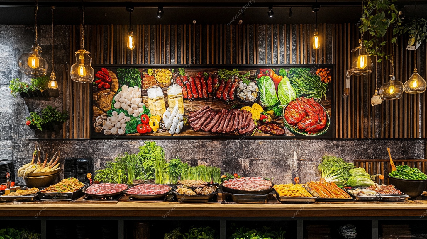 丰富食材的自助火锅食材区