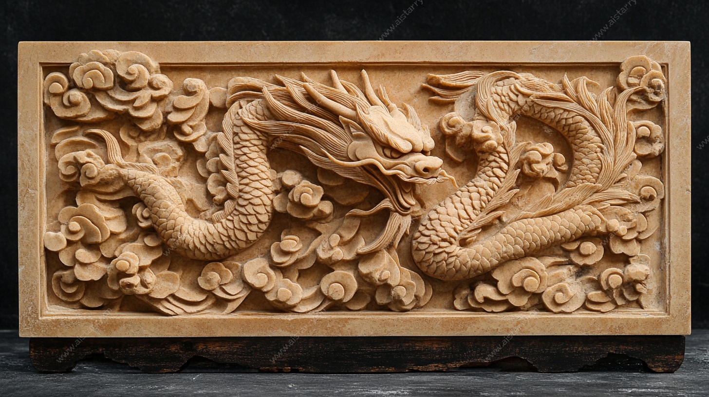 中式木雕龙纹装饰板