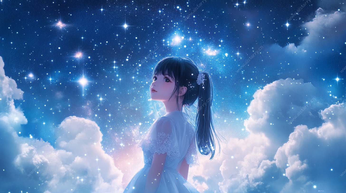 梦幻女孩仰望星空
