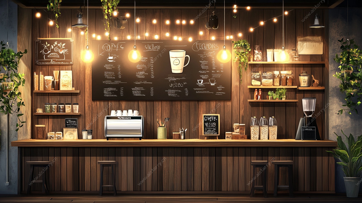 温馨咖啡店吧台室内场景